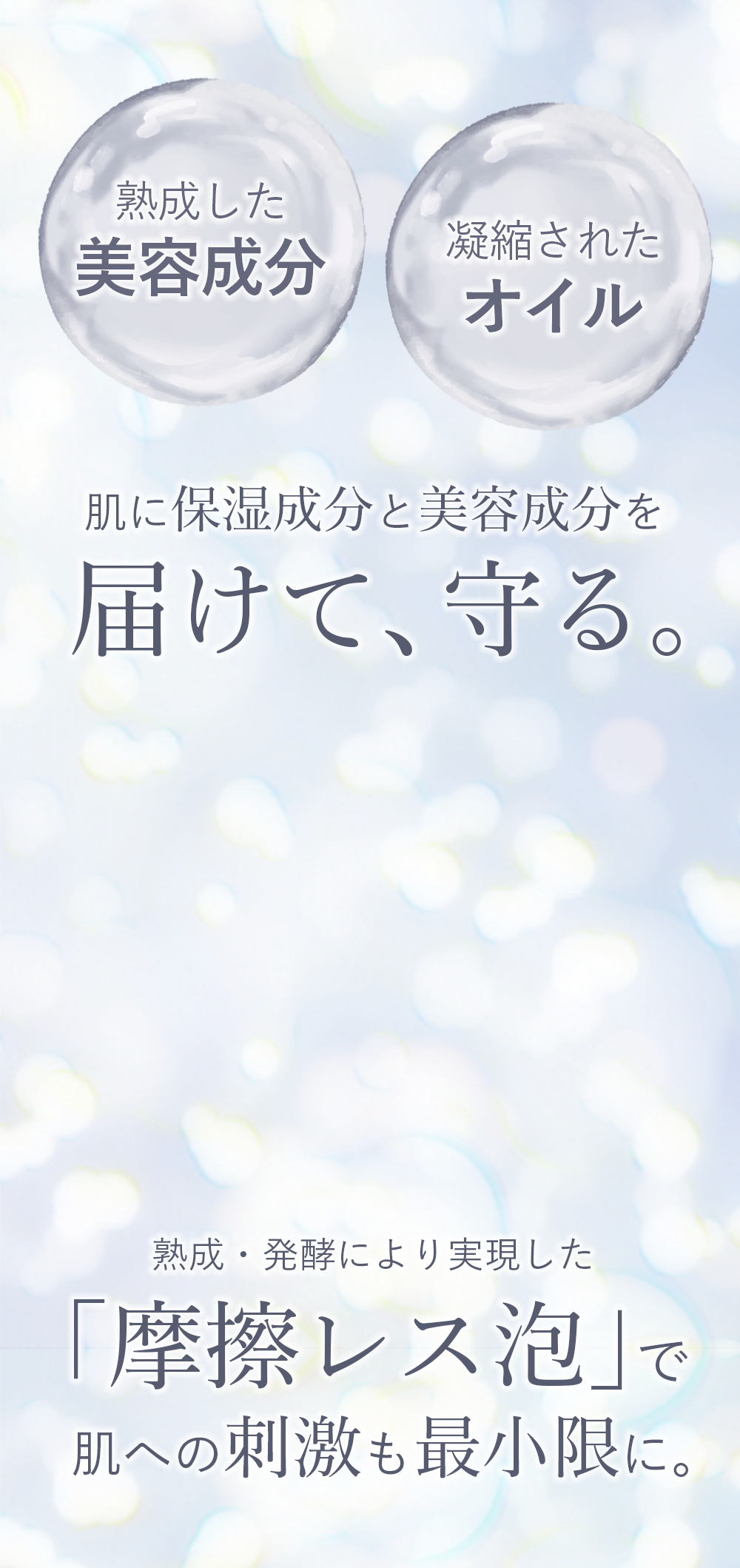 肌に保湿成分と美容成分を届けて、守る。